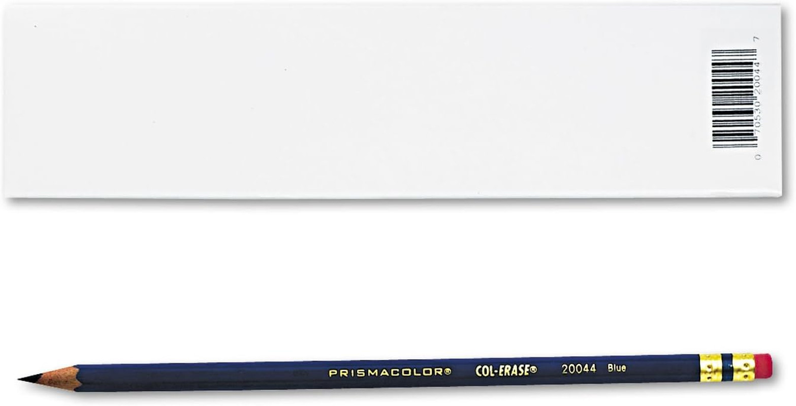 Col-Erase Pencil with Eraser, Blue Lead, Blue Barrel, Dozen