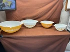 PYREX - 4 pc. Gold & White BUTTERFLY GOLD Cinderella Mixing, Nesting Bowl Set