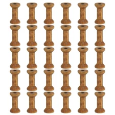 30Pcs Wooden Empty Spools Unfinished Wood Thread Bobbins 1.6"x0.9" Brown