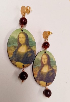 Kunst Ohrringe ''La Gioconda'' Monnalisa von Leonardo Da Vinci und Turmalina