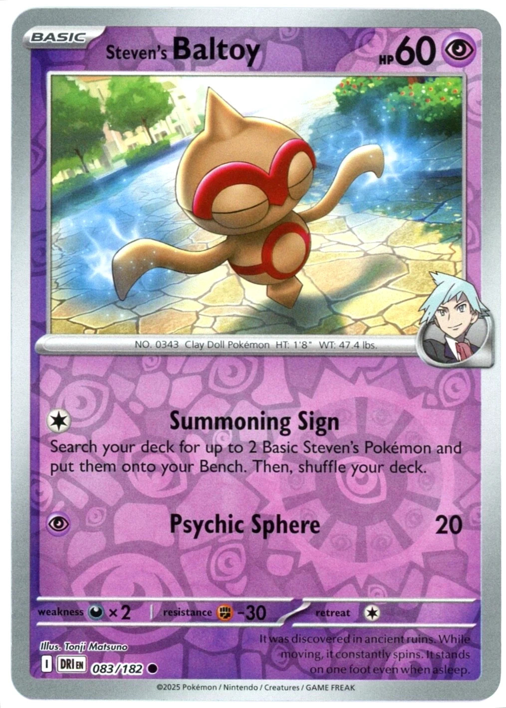Steven's Baltoy Reverse Holo Pokemon TCG Card 083/182