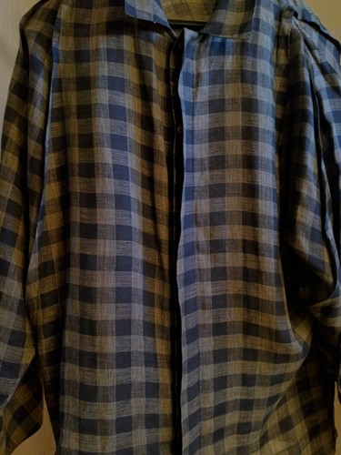 Camisa de lino Zanella para hombre con botones manga larga a cuadros gris tostado Italia mediana - Imagen 13 de 15