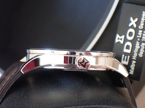 NEW Genuine EDOX Les Vauberts Date 70172 3A AR stainless steel 40mm white brown - Picture 14 of 24