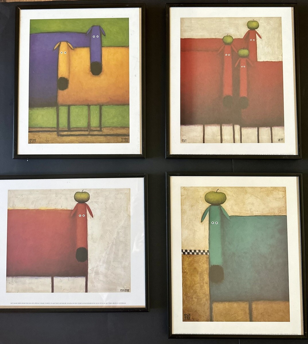 Daniel Kessler- Framed Art Set Dog With Apple | eBay Daniel Kessler- Framed Art Set Dog With Apple | eBay