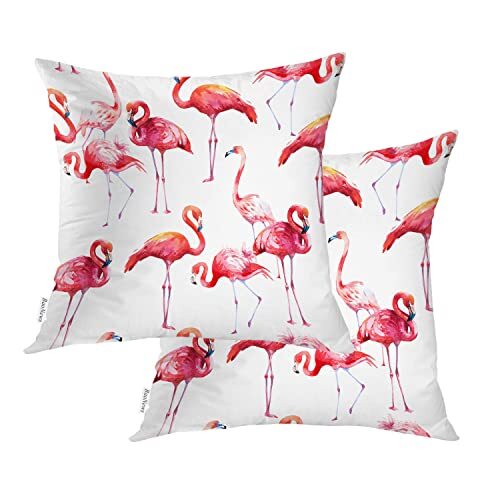 2er Pack Flamingo Überwurf Kissenbezüge 18x18 cm für Sofa Couch Kissen - Bild 1 von 6