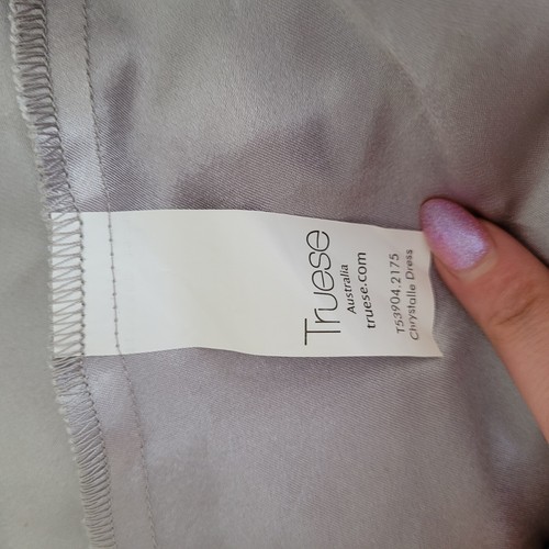 TRUESE Women's Size 12 M Silk Mini Dress Grey Silver Flowy Halter RRP $289.95 - Picture 7 of 14