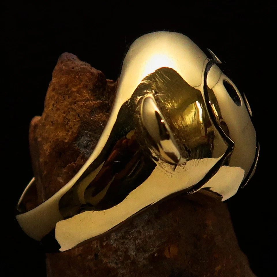 ANILLO DE MOTOCICLISTA DE JUGUETE PARA HOMBRES CARA DE OSO DE PELUCHE TRISTE CON OJO X TALLA 10 - LATÓN MACIZO Foto 4 de 4