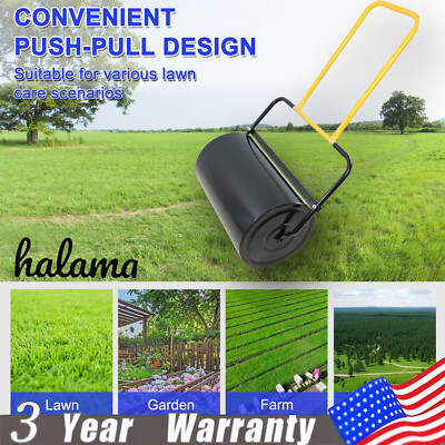 Heavy Duty 20in Iron Push Pull Lawn Roller Garden Sand Lawn Roller Drum 10.5Gal