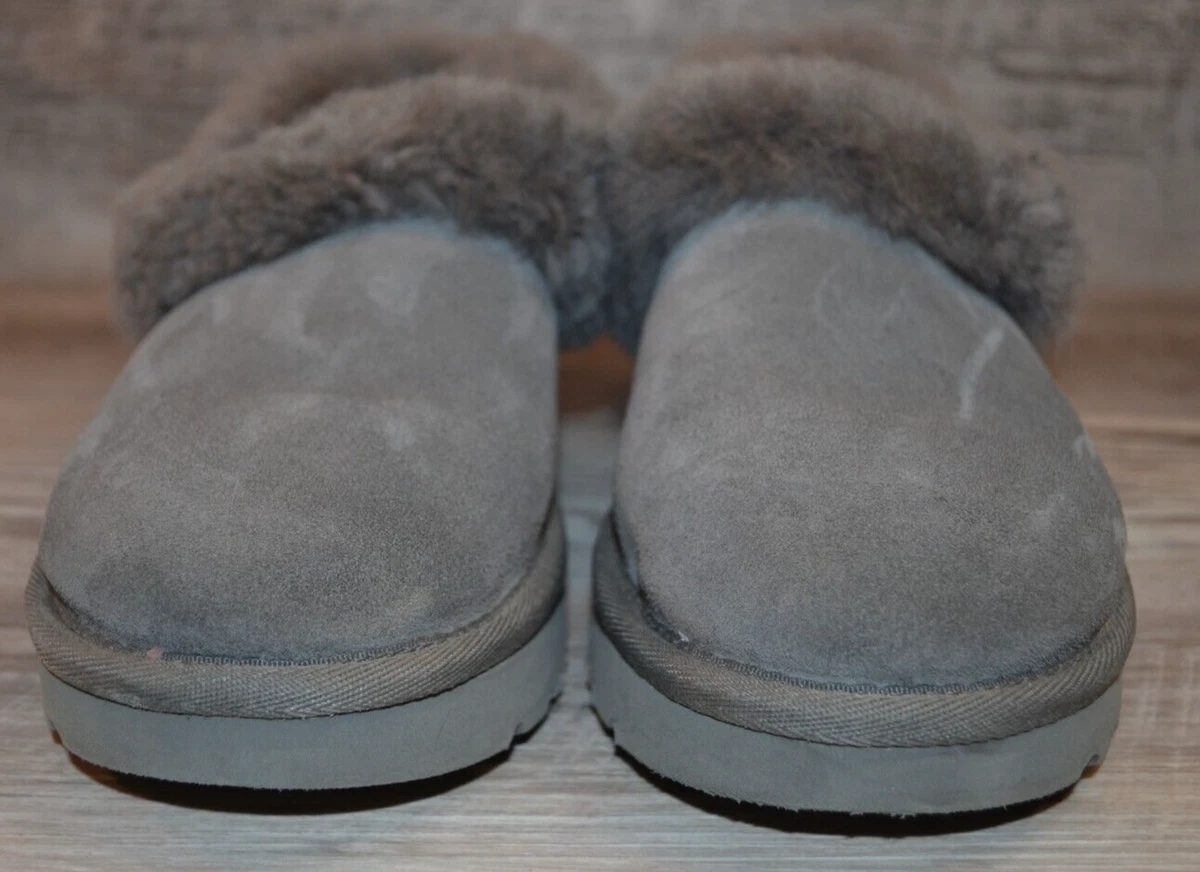 Ugg Nita Womens Gray 1119002 Suede Sheepskin Slip On Slippers Size 6
