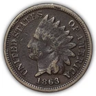 1863 Indian Head Cent Fine F Coin #21857