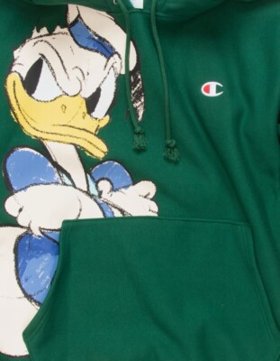 CHAMPION DISNEY DONALD DUCK GREEN HOODIE SWEATSHIRT NEW LIMITED EDITION  STENCIL