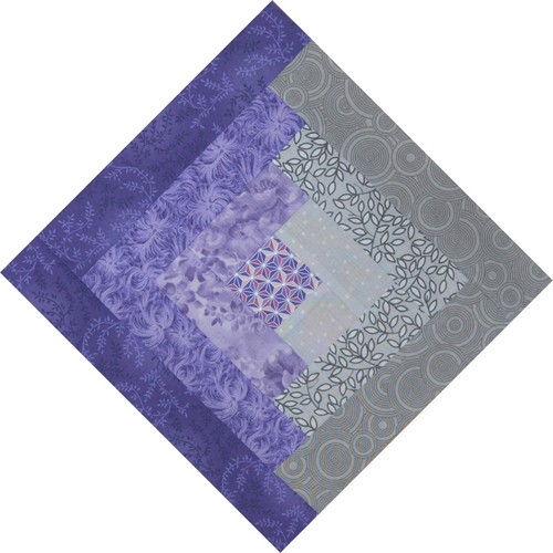 QUILT BLOCKS-Log Cabin - Light Grays and Purple, 11 1/2" Sq. MADE IN USA (0109I)