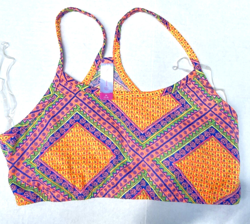 Bra Top Women's Junior Size M (7-9) No Boundaries orange pink blue no paddings