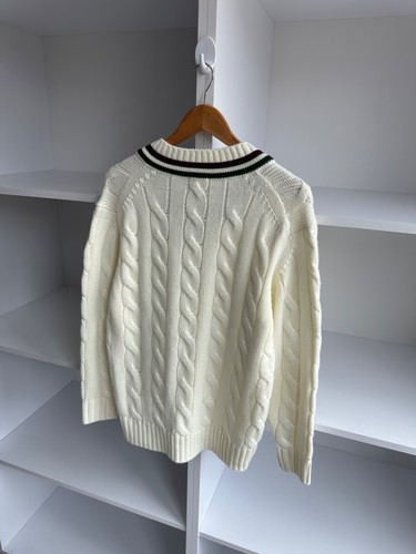 Maglione donna beige vintage GU giapponese lavorato a maglia con cavi taglia L - Foto 9 di 10