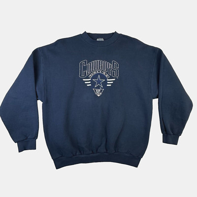 Vtg Dallas Cowboys Sweater Mens Extra Large Logo 7 Pilot Wing USA Blue Crew