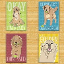 Set of 4 Golden Retriever Magnets Four Pack Pop Doggie