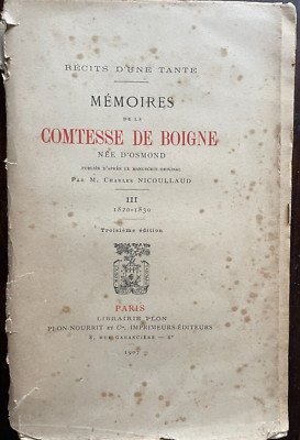 MEMOIRES DE LA COMTESSE DE BOIGNE - 1820-1830 - VOLUME 3 - CV17