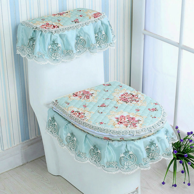 3x Floral Toilet Seat Cover Closestool Tank Top Covers Zip Lid Pad