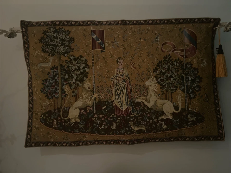 Vintage Hand Embroidery Tapestry Wall Hanging Home Decor Tapestry 38" L x 25 "H - Image 2 of 2