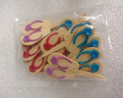 DecoPac flipflop cupcake picks, 12 ct / sandals / vacation / beach bum / NEW