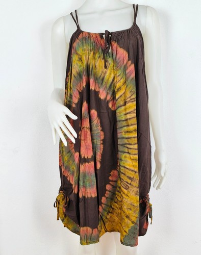 Ladies Tie Dye Double Straps Dress Spiral Sundress Bohemian Peasant Plus Size DB - Picture 32 of 149