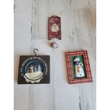 Hanging Snowman variety mini sign Bell set home wall decor