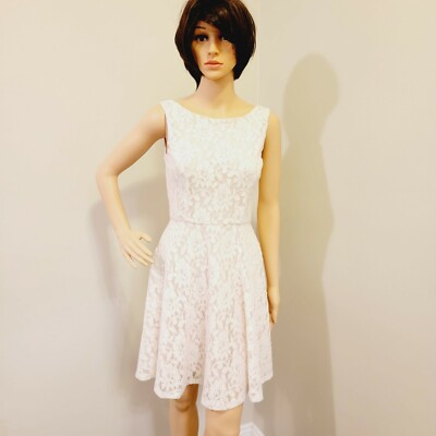 Speechless Womens Juniors Lace Fit & Flare Mini Dress Pink Xs