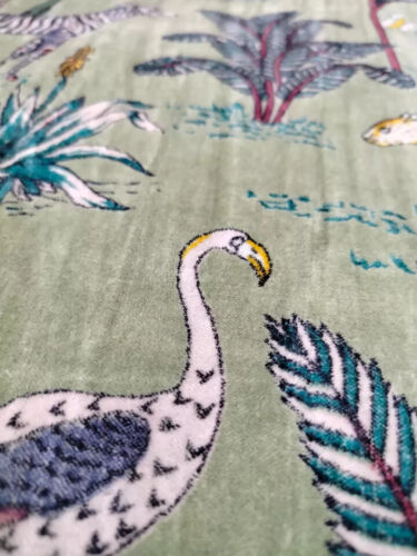 10 Yard Luxury Soft Velvet Jungle Print Fabric Indian Dress Sewing Upholstery - Picture 3 of 6