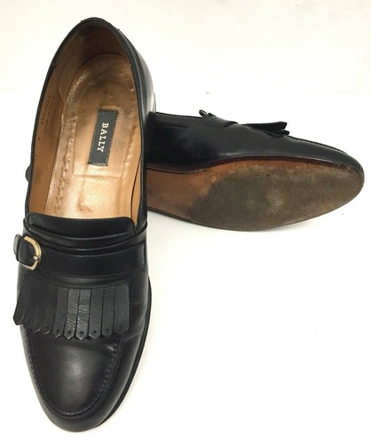 Mocasines Bally para hombre negros sin cordones Kiltie 11 EE. UU. ARCHIDUCA |