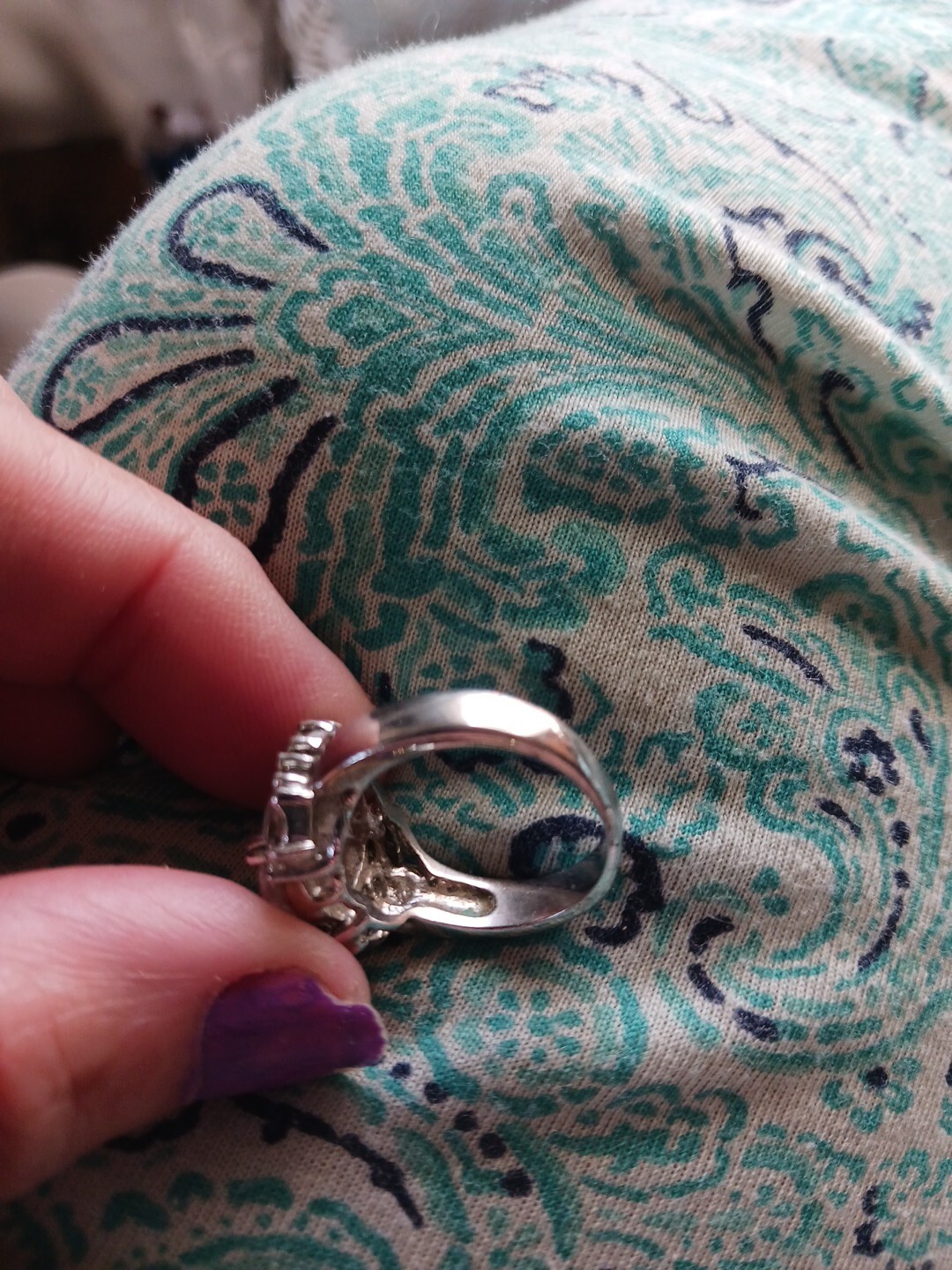 Engagement Ring Statement Large Oval Cz With 6 Di… - image 4