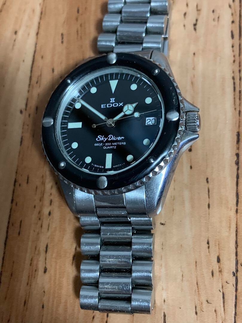 EDOX Sky Diver 200m Black Dial Quartz Men's Watch from Japan