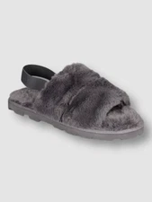 $40 INC International Concepts Men's Gray Faux-Fur Slippers Shoes Size 6-7/S