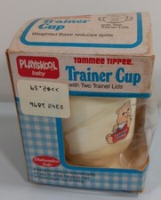 Vintage 1986 Playskool Tommee Tippee Baby Trainer Cup 2 Lids 2 Handles with Box