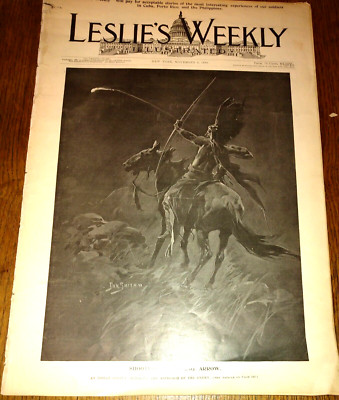 1898 Leslie's Weekly ~ Indian Sentry, The Bloody Indian Outbreak, Pres. McKinley