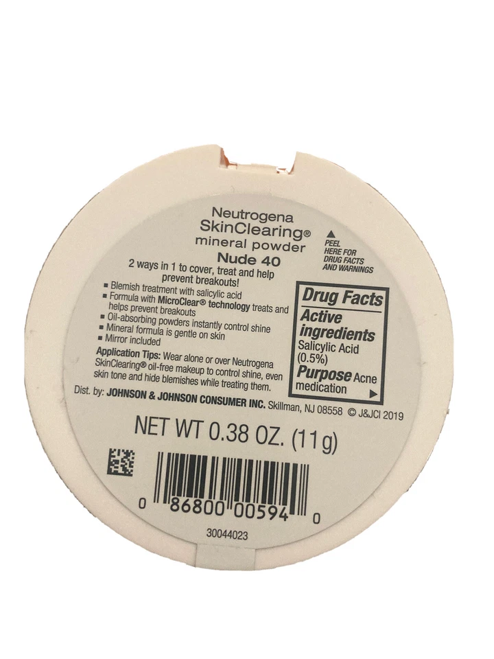 NEUTROGENA SKIN CLEARING MINERAL POWDER # 40 NUDE 0.38 OZ UNBOXED - Image 2 of 2