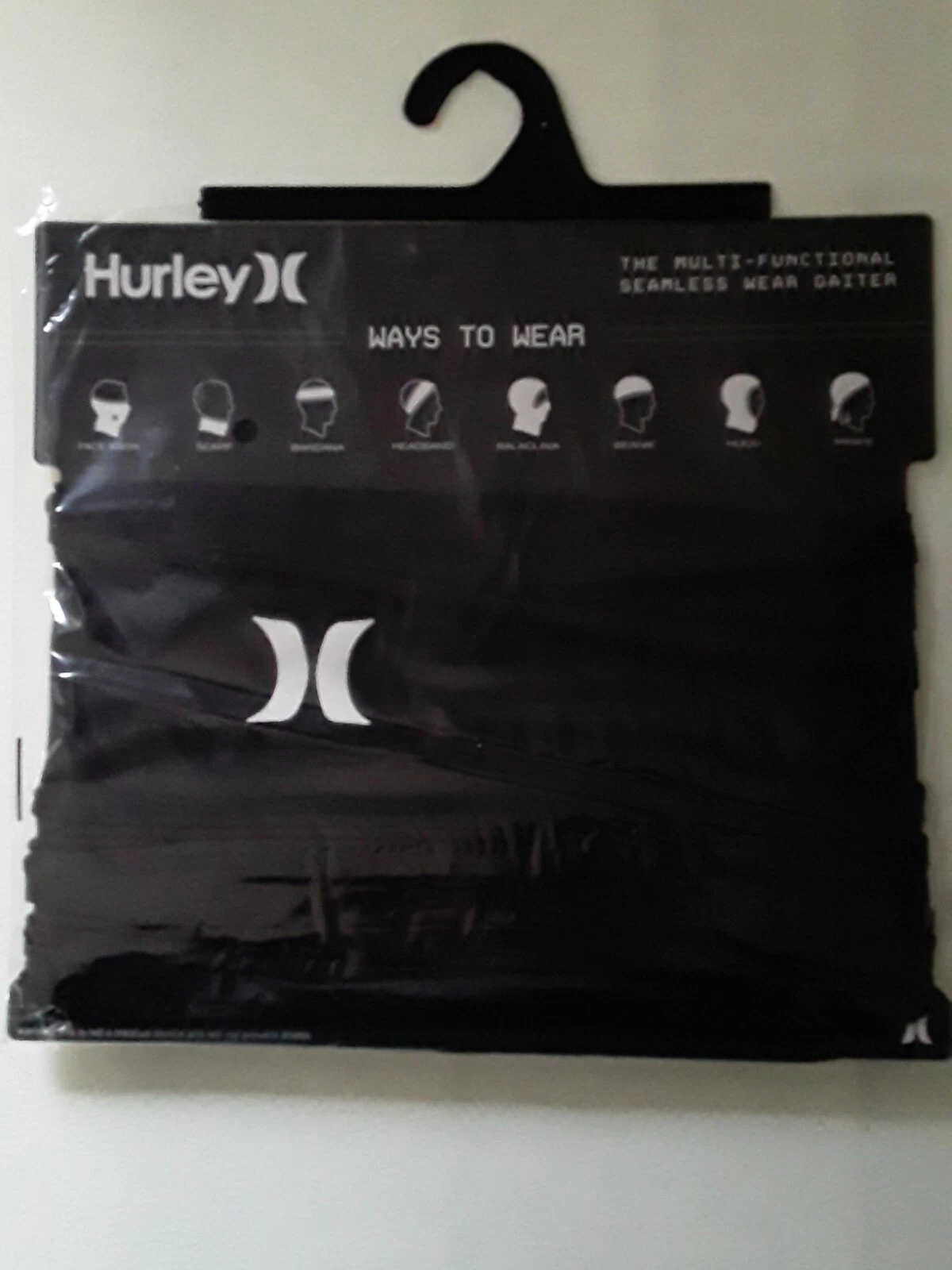 ***** Black Hurley Lightweight Neck Gaiter Face Mask Cover One Size Fits All NEW