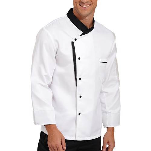 Men Unisex Chef Kitchen Work Coat Restaurant Cooking Jacket Tops Canteen Uniform - Picture 28 of 89