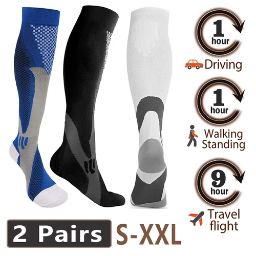 3/2 Pair Copper Compression Socks 20-30mmHg Support Mens Womens Stockings S-XXL - Picture 1 of 35