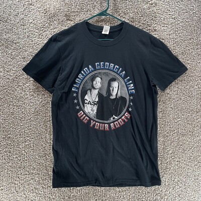 Florida Georgia Line Shirt Mens Medium Black Dig Your Roots 2017 Tour Concert