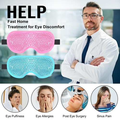 Gel Eye Mask, 2 Pack Cooling Ice Masks for Puffy Eyes for Men & Women, Cold &... - Picture 2 of 7