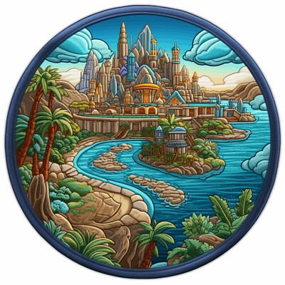 Lost City of Atlantis Applique Patch -  Ancient Civilization Badge (Iron on)