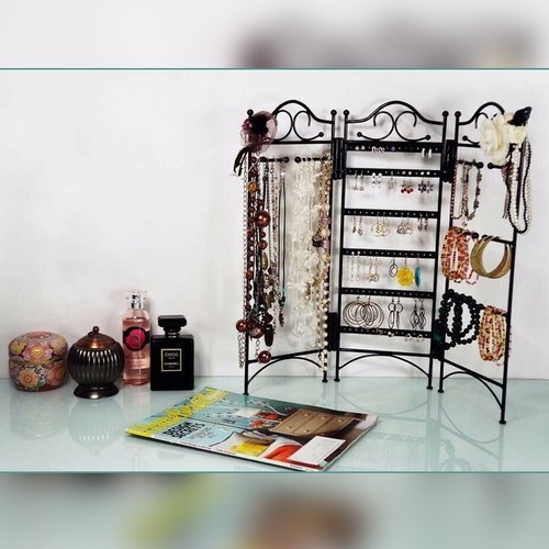 Mango Steam 3-Panel Jewellery Tall Organiser for Earrings Bracelets & Necklace - Picture 3 of 5