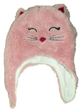 New Toddler Girls Pink Cat Hat Mittens Chinstrap Fleece Wonder Nation Kitty