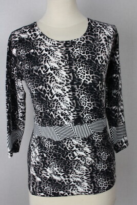 Damen Pullover Oberteil Pulli Leoprint abstraktes Muster Viskose IMAGINI Gr.38