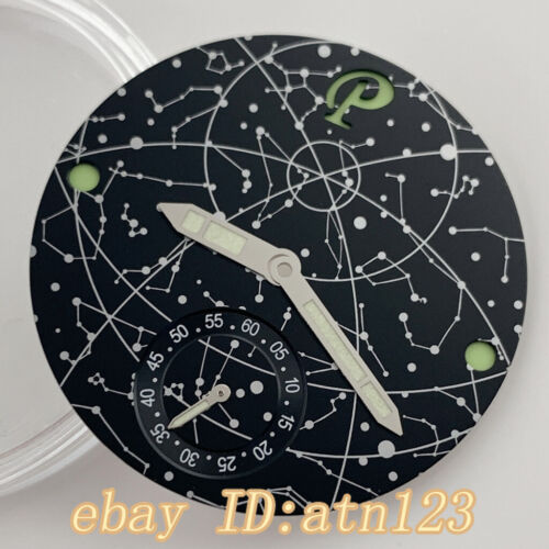 36mm Black Watch Dial With Hand Green Mark Fit ETA 6498 Seagull ST3620 Movement - Picture 3 of 9