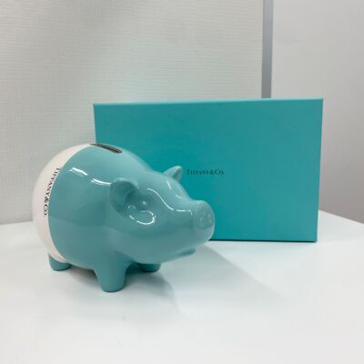 Tiffany & Co. Piggy Bank Ceramic White/Pink Unused mint Ceramic