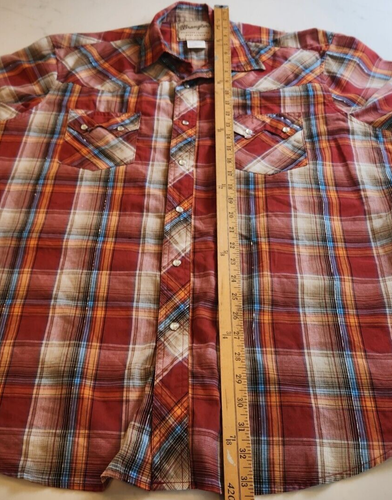 Wrangler Western Mode Druckknopf Shirt XL orange kariert kurzärmelig Rodeo Western - Bild 9 von 10