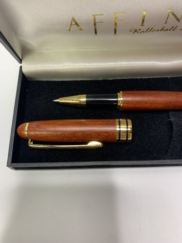 Affinity Rollerball & Ballpoint Pen W/Case - Woodgrain 2 Pens Smooth Writting - Picture 4 of 11