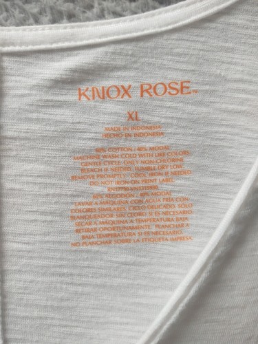 Knox Rose Shirt Womens XL White Henley Short Sleeve Pullover Blouse Top - Picture 6 of 6