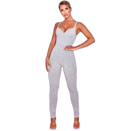 House of CB Kalani Jumpsuit Size S Straps Bodycon Party Gray Womens Cotton